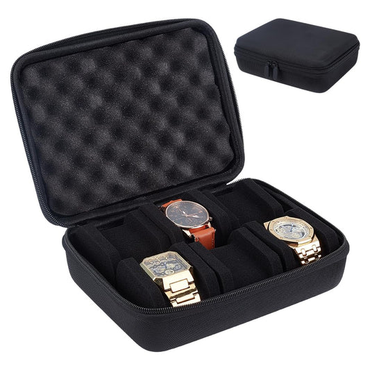PH PandaHall 6 Slots Watch Travel Case Watch Storage Box Watches Zipper Organizer Box Watches Display Boxes Portable Wristwatch Holder for Men Women Gifts Father's Day Wristwatches Bracelet Collection