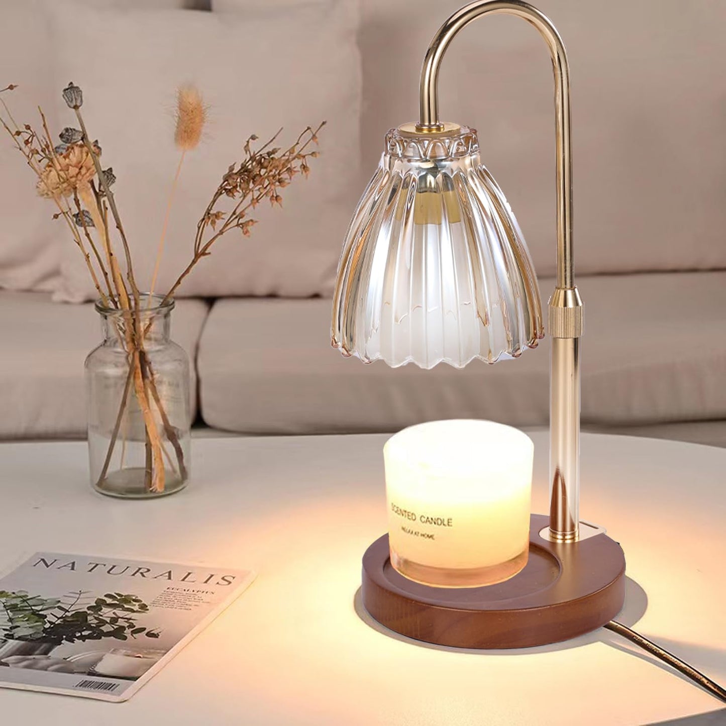 Candle Warmer Lamp with Timer Dimmer,Height Adjustable No Flame Candles Warming Light,Birthday Gifts for Women,New Home Room Decor,Wax Melt Warmer for Scented Jar Candles(2 * 50W Bulb) (1 Pack-F)