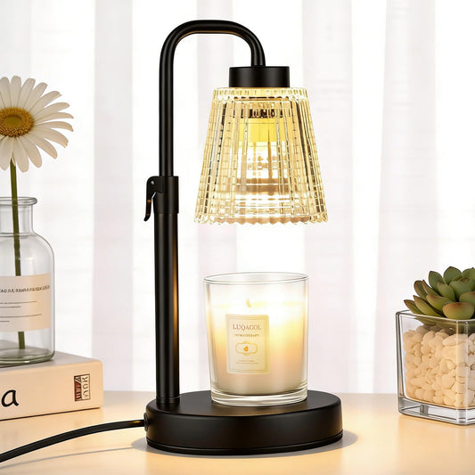 luqagol Candle Warmer Lamp with Timer Dimmable, Adjustable Height, Birthday Gifts for Women Mom, House Warming Gifts New Home Decor, Wax Warmer for Scented Jar for Jar Candles with 2 Bulbs (Black)