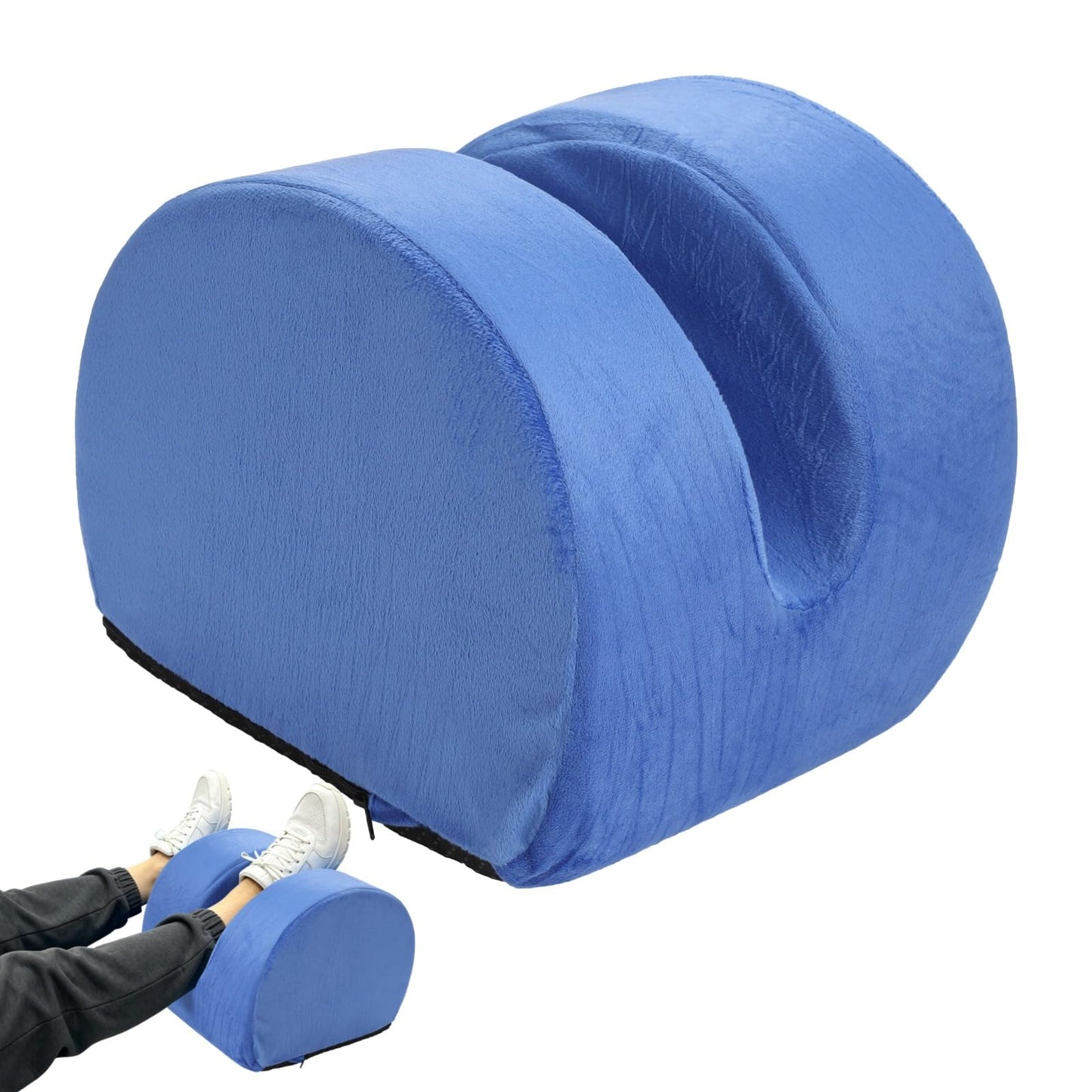 ZALIR Knee Replacement Recovery Pillow, Memory Foam Leg Elevation Cushion with Ankle Support, Orthopedic Support Pillow for Post Surgery Knee Recovery, Hip Rehabilitation, Injury and Rest (Blue)