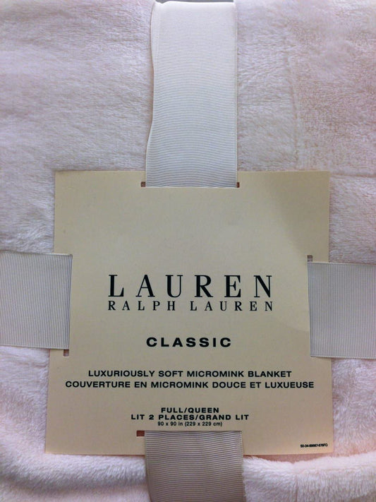 Lauren Ralph Lauren Classic Micromink Blanket - Creme - Full /Queen