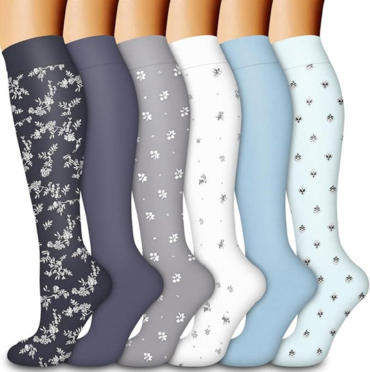 Laite Hebe Compression Socks for Women & Men Circulation(6 pairs)-Graduated Supports Socks for Running, Athletic Sports