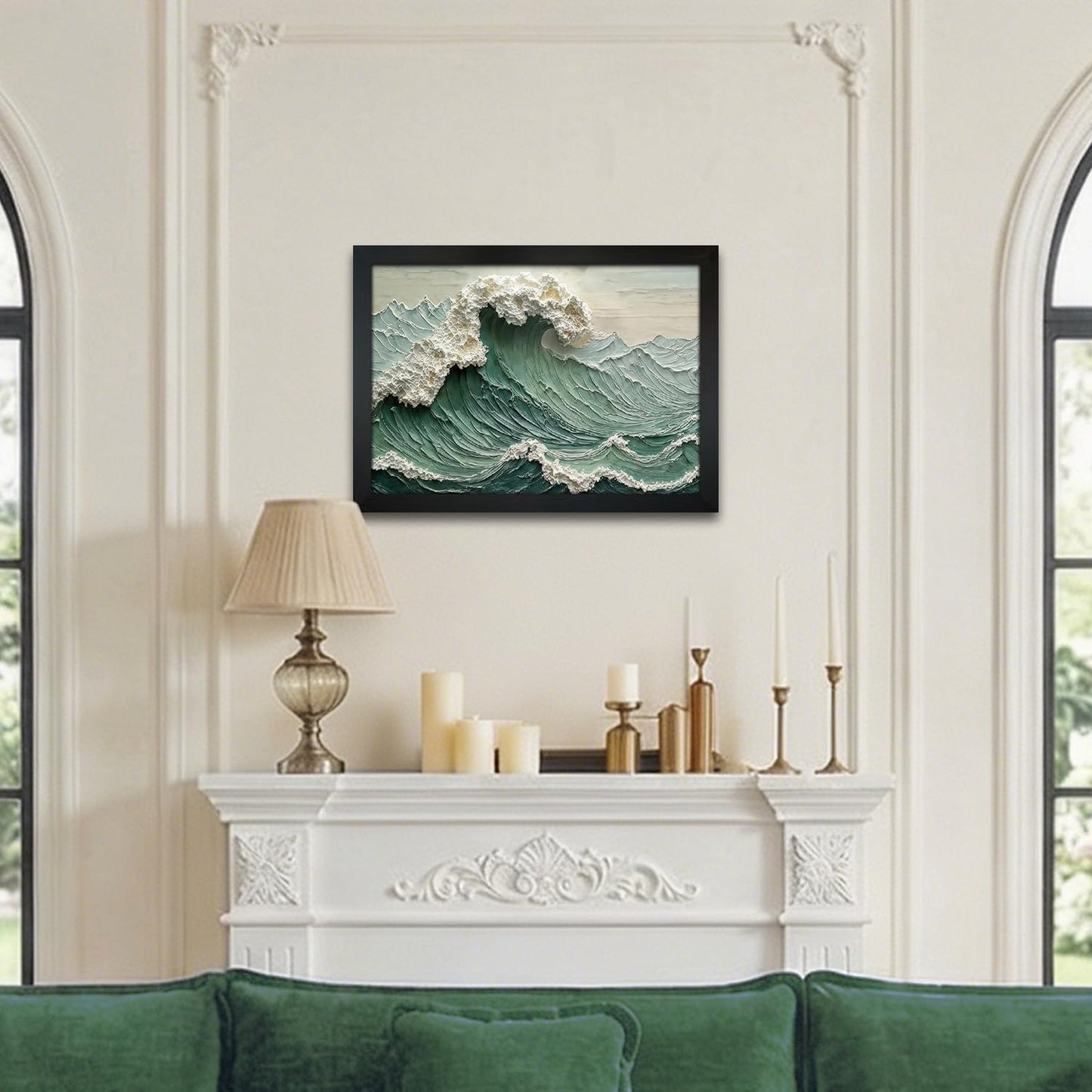 Framed 3D Textured Wave Wall Art Vivid Coastal Style Canvas Paintings Gallery Grade Ocean Art for Living Room Bedroom Dining Room 12x16 Ready to Hang