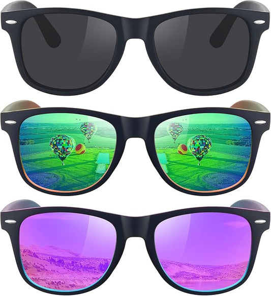 MEETSUN Polarized Sunglasses for Women Men Classic Retro Trendy Driving Sun Glasses UV400 Protection (3 Pack)