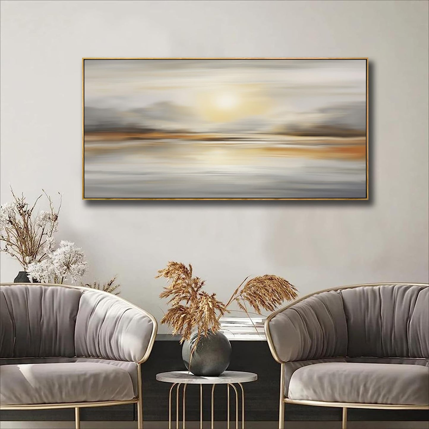Framed Wall Art Abstract Seascape Canvas Printing Wall Decor Artwork for Living Room Bedroom Dining Room Home Office Decor 24"x48"