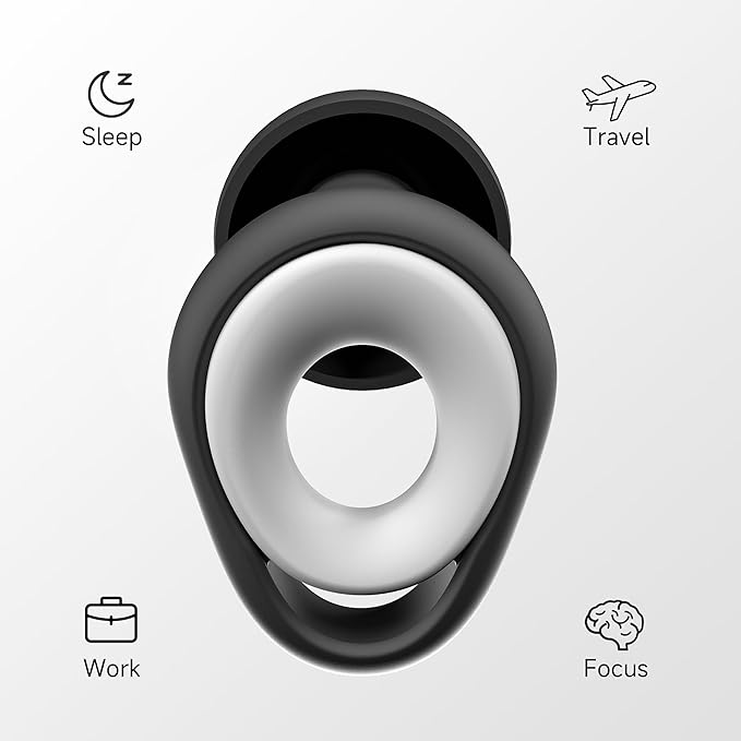 Ear Plugs for Sleeping Noise Cancelling, Reusable Silicone Earplugs for Sleeping, High Fidelity with Mute Layer for Noise Redution for Travel,Focus,28dB Noise Reduction (Black White)