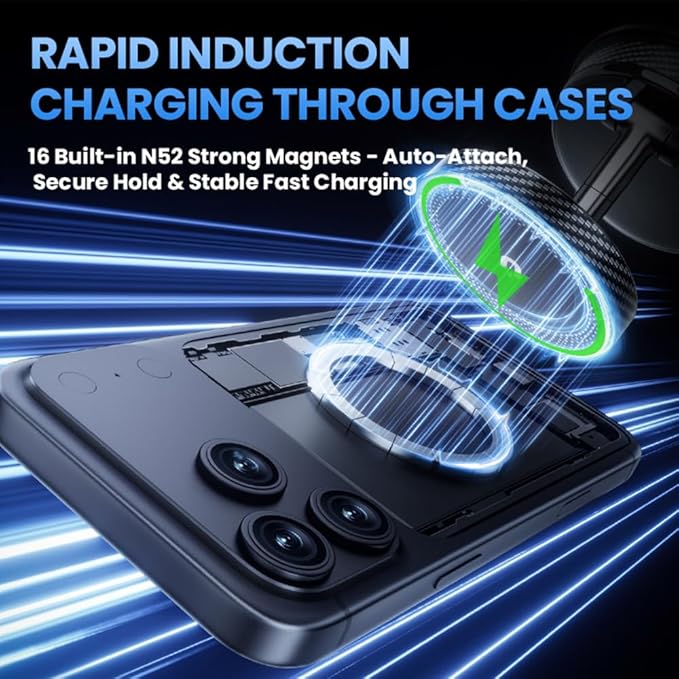 ZITUFAW 15W Fast Wireless Charger Magnetic Car Phone Holder, 360° Adjustable Magsafe Car Mount with Vacuum Suction Cup, Phone Holders for Your Car for iPhone & Android (Orange)