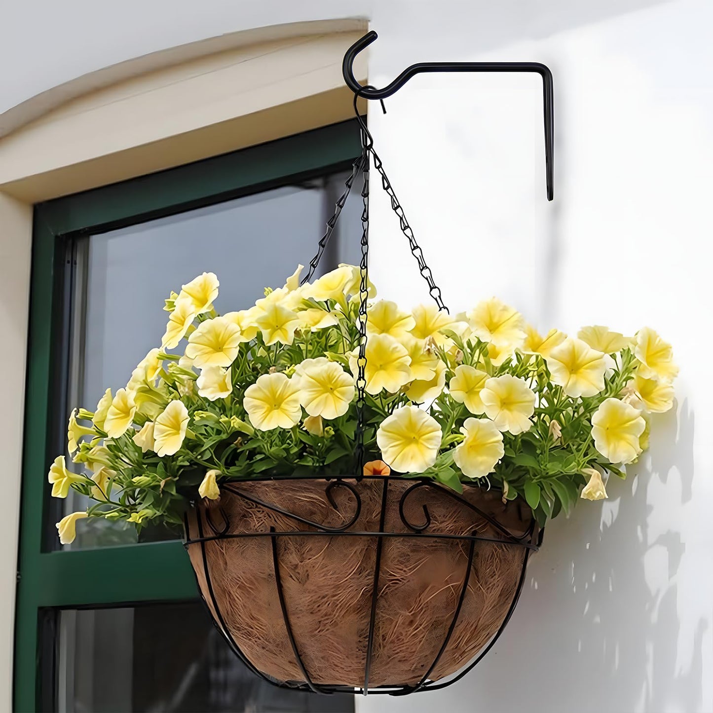 BJUTYEU 6 Inch Metal Wall Plant Hanger for Hanging Plants, Bird Feeders, Wind Chimes, Flower Baskets – Plant Hanger Indoor Indoor/Outdoor Use, 2 Pack Black