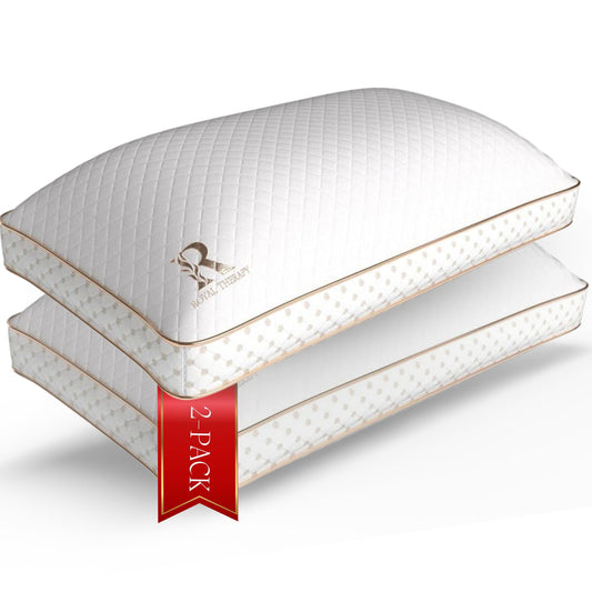 Royal Therapy 2-Pack Queen Memory Foam Pillow, Adjustable Shredded Odor-Free Bed Pillow for Neck & Shoulder Pain Relief, Breathable Support for Back, Stomach, Side Sleepers, AirFlowPRO