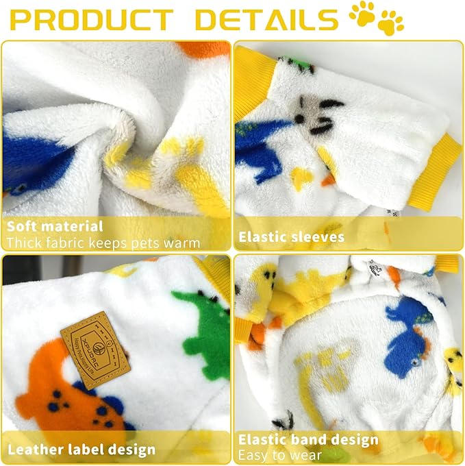 XPUDAC Dog Pajamas Fleece Dog Sweaters for Small Medium Dogs Girl Boy Soft Warm Pet Clothes for Doggie Winter Christmas(Small)