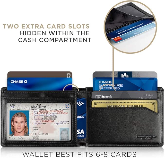 SERMAN BRANDS Mens Slim Bifold Wallet RFID Blocking Minimalist Front Pocket Wallets for Men - Thin & Stylish