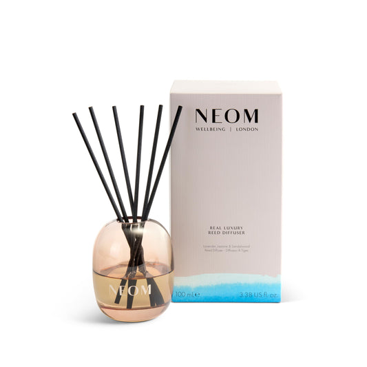 NEOM Real Luxury Reed Diffuser,100ml | Lavender, Jasmine & Sandalwood I 100% Natural Fragrances I Last up to 12 Weeks I Refillable and Reusable