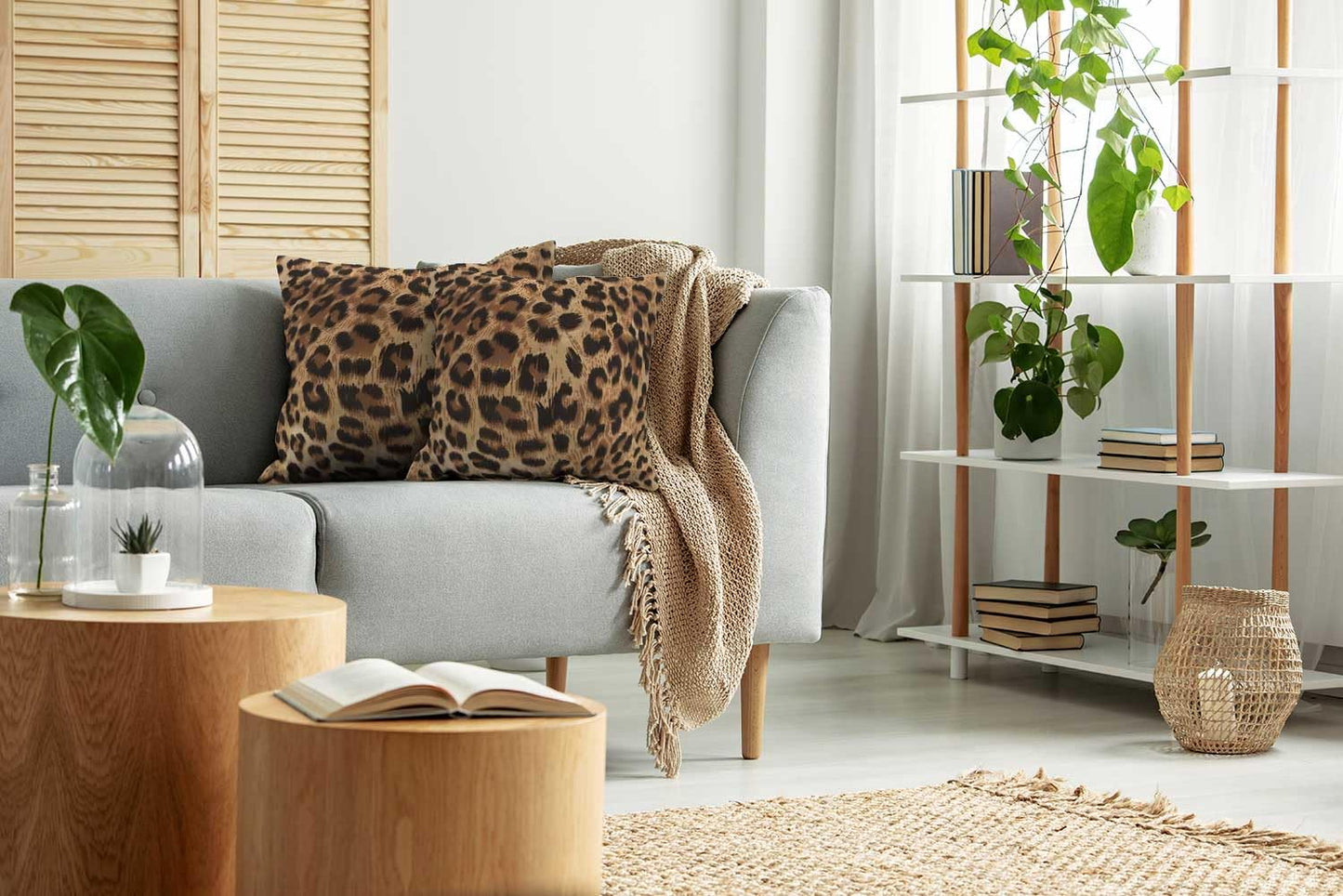 EMMTEEY Leopard Print Pillow Covers, 24x24 Throw-Pillow-Cover Set of 2 Cheetah Print Couch Pillow Cases Decorative Square Throw Pillows for Home Living Room Bedroom Bed Sofa Cushion Cover