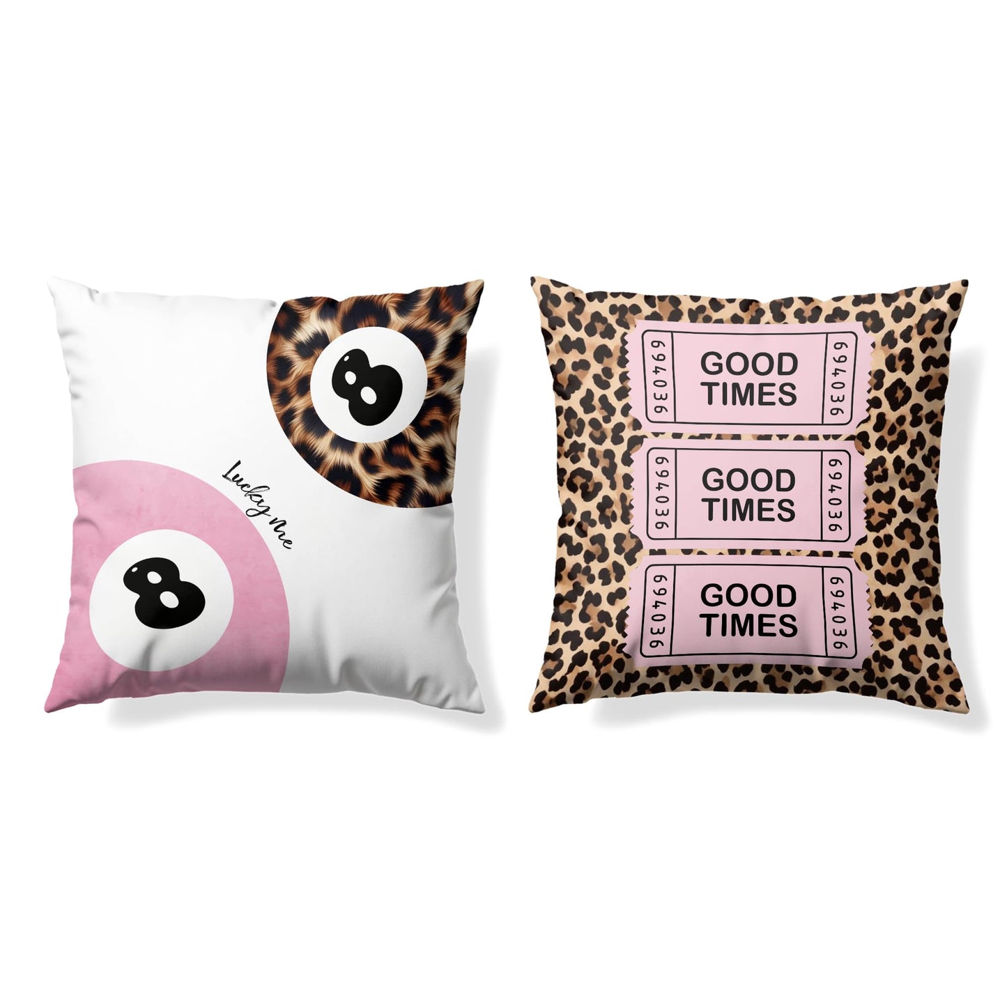 GTYNU Trendy Funky Cheetah Pink Y2K Luck 8 Ball Throw Pillow Covers 18x18 Set of 2,Cheetah Leopard Lover Gifts for Women,Coquette Preppy Pillow Covers for Girls Room Dorm Apartment Decor,（613）