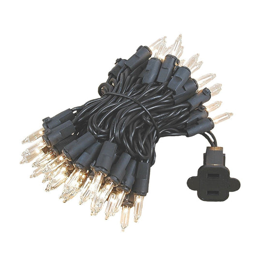 Novelty Lights Mini Lights, 11 Feet, 50 Bulbs, Clear on Black Wire, Commercial Grade, UL Listed, Model MRD-25B-2