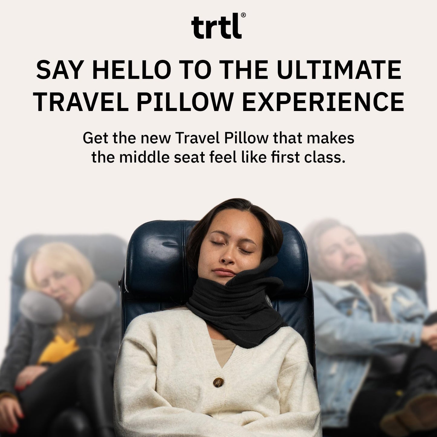 Trtl Pillow - Scientifically Proven, Super Soft Neck Support Travel Pillow for Airplanes - Lightweight and Machine Washable - Ergonomic Design for Traveling on Flights, Cars, and Trains - Black