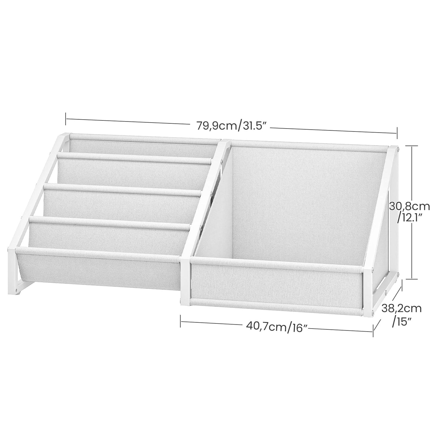 CHOEZON Kids Bookshelf with Toy Storage & 4-Tier Oxford Fabric Book Rack Organizer, Toddler Bookcase for Nursery, Bedroom, Playroom, Child's Room, White TCW18WB