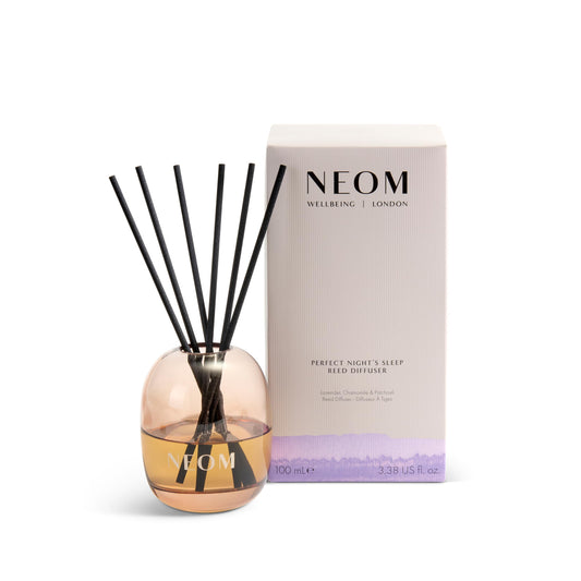 NEOM Perfect Night's Sleep Reed Diffuser, 100ml I Lavender, Chamomile and Patchouli I 100% Natural Fragrances I Lasts 12 Weeks I Refillable and Reusable