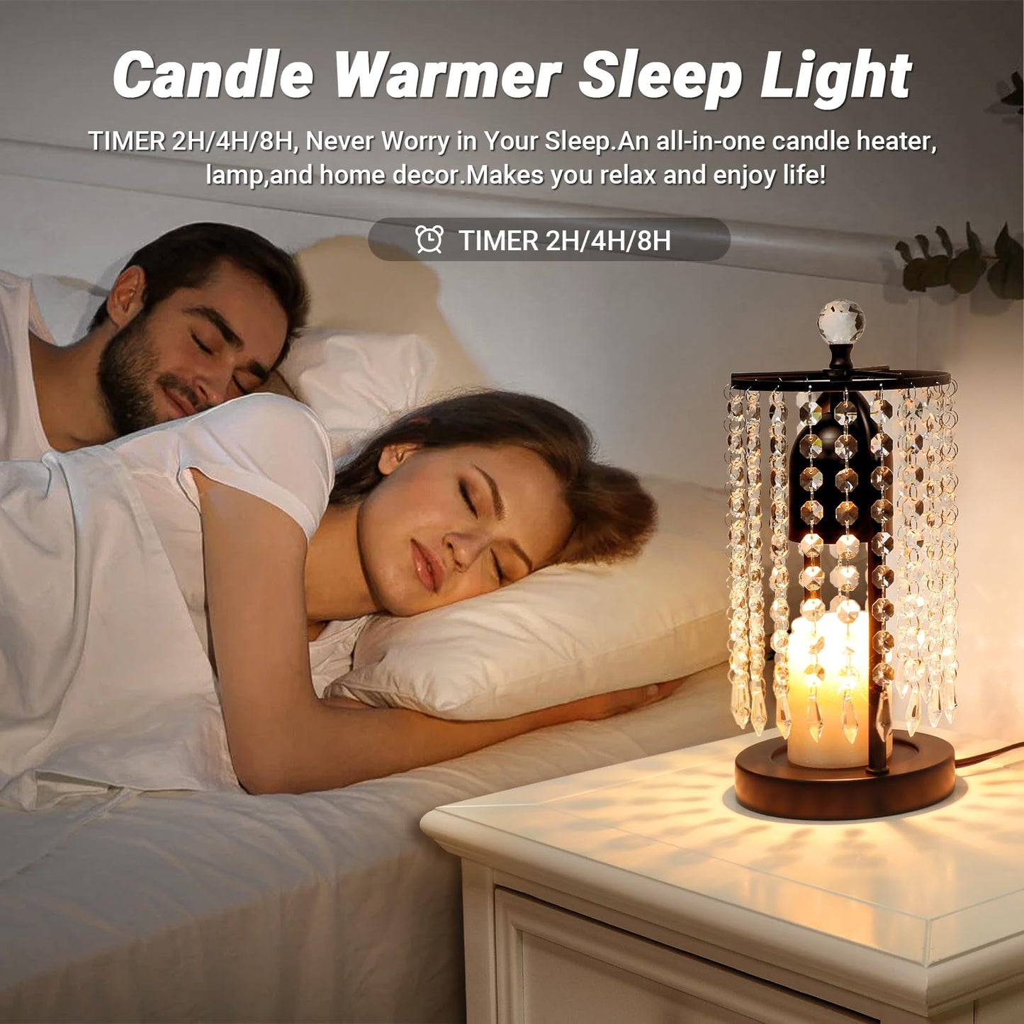 KunruiTAI Candle Warmer Lamp with Timer and Dimmer - Electric Candle Warmer,Crystal Candle Lamp for Bedroom Decor, Flameless Scented Candle Light Warmer,House Warming Gifts New Home for Women