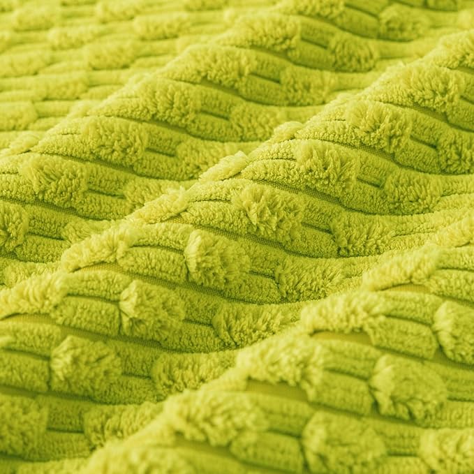 Kevin Textile Decorative Pillow Covers Set of 2 Striped Plush Corduroy Pillows Pillowcases Boho Home Decor Cushion Covers for Couch Sofa Bed Living Room 20x20 Inch, Christmas Green