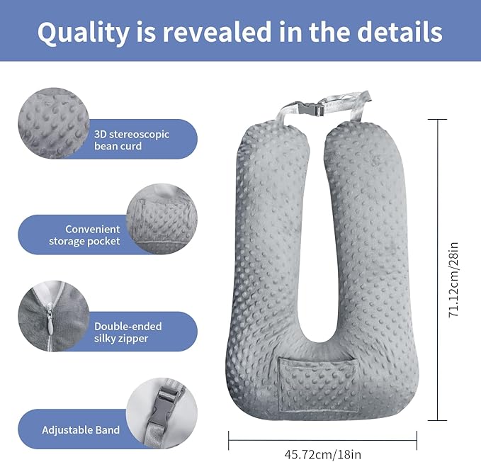 Car Seat Pillow and Travel Body Pillow,Neck Pillow for Kids and Adults,Removable and Washable Car Headrest Pillow,Road Trip Essentials