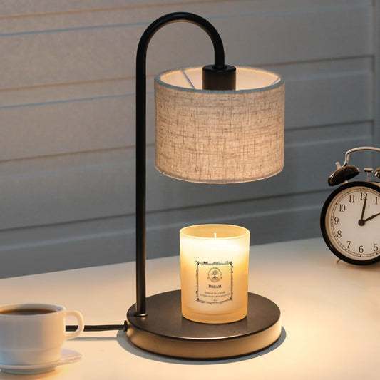 FINCMY Candle Warmer Lamp with Timer, Dimmable Candle Wax Warmer Electric Candle Warmer with Replacement Bulbs, Bedroom Home Decor Compatible with Various Candles (Linen)