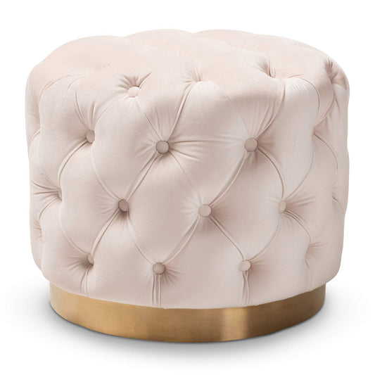 Baxton Studio Ottomans, One Size, Light Beige/Gold
