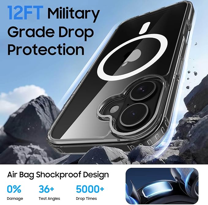Ntwinro Magnetic for iPhone 17 Clear Case (Compatible with MagSafe) with White Detachable Wallet & Card Holder for 3 Cards [RFID Blocking] Military Grade Protective Slim Phone Cover