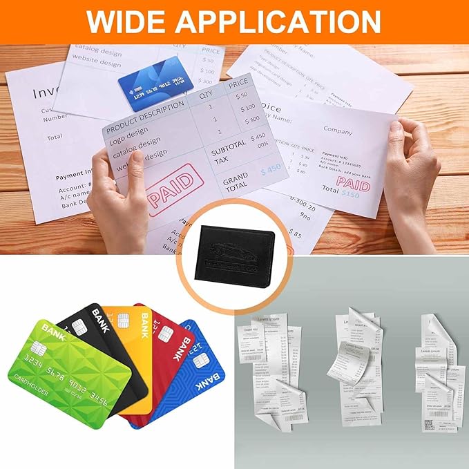 HARFINGTON Car Registration and Insurance Holder PU Leather Vehicle Glove Box Organizer Storage Accessories Car ID Holder with 10 Pockets for License ID Card Bank Card Documents, Black