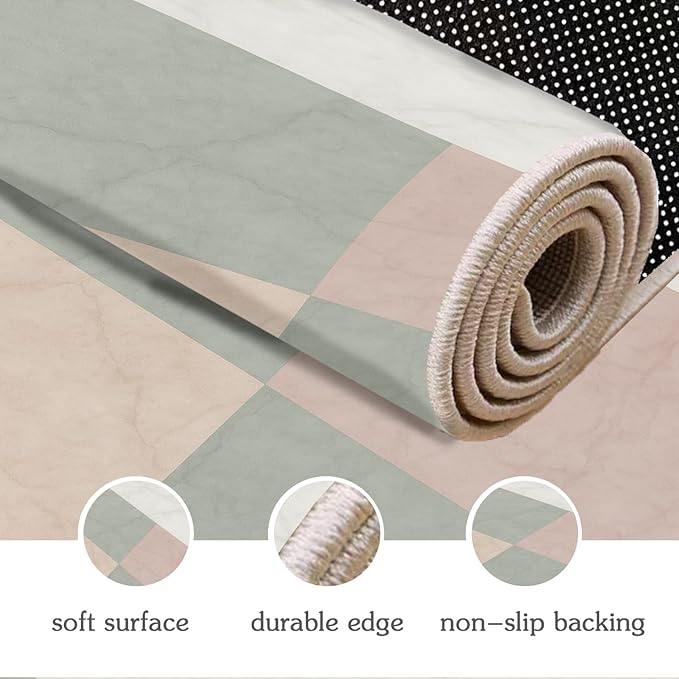 Modern Marble Rug - 5x8 Area Rug, Minimalist Marble Rugs, Abstract Luxury Outdoor Rugs, Washable & Non Slip Carpet Home Decor