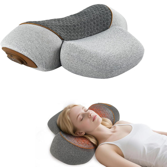 ALIALAVESTA Neck Massage Pillow, 3-in-1 Neck Massager, Traction Massage with Heat, Neck Pillow for Shoulder Pain, Ergonomic Pillow Design for Daily Comfort at Home or Office(Gray)
