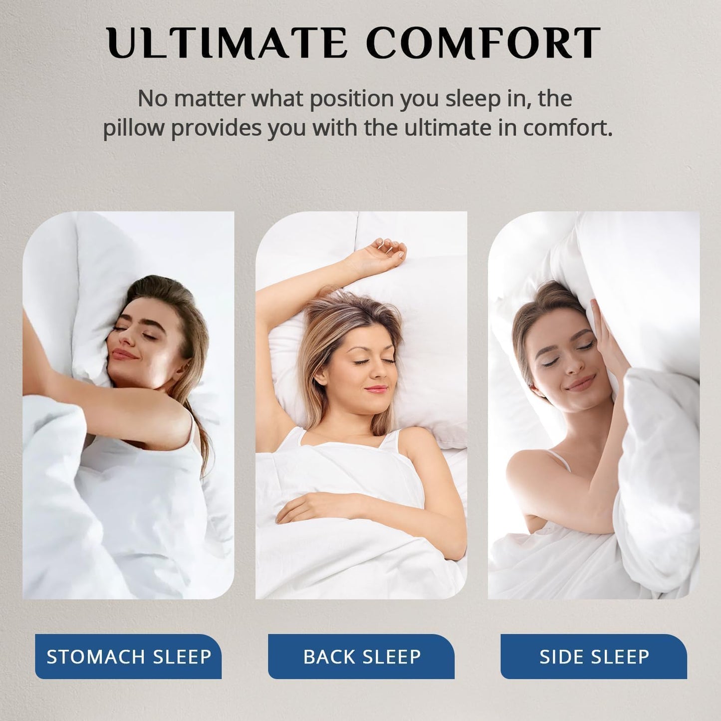 JOLLYVOGUE Firm Pillows Queen Size Set of 2, Supportive Bed Pillows with Oeko-Tex Certified Down Alternative Fill, Fluffy Hotel Quality for Back, Stomach and Side Sleepers