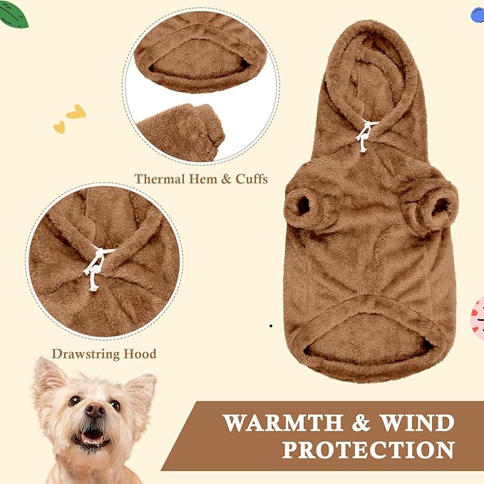 5XL Dog Sweaters for Large Dogs,Extra-Large Dog Hoodie,Warm Fuzzy Fleece Sweatshirt with Hood & Pocket,Leash Hole,Cozy Cold Weather Pet Clothes Sweater Hoodie for Large Dogs(Coffee,5XL)