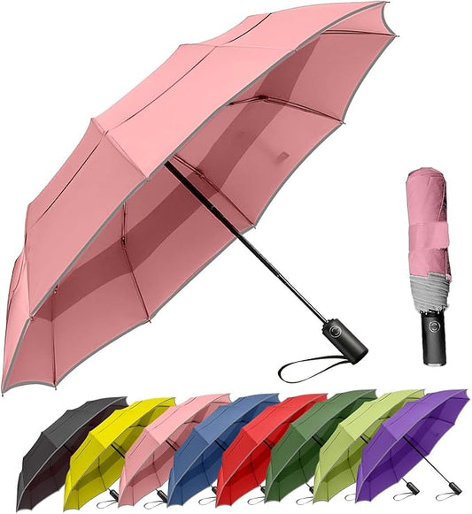 MRTLLOA 42/49 Inch Compact Windproof Travel Umbrella for Rain, Lightweight, Portable, Automatic, Strong, Waterproof Folding Umbrellas for Women, Men and Teenagers