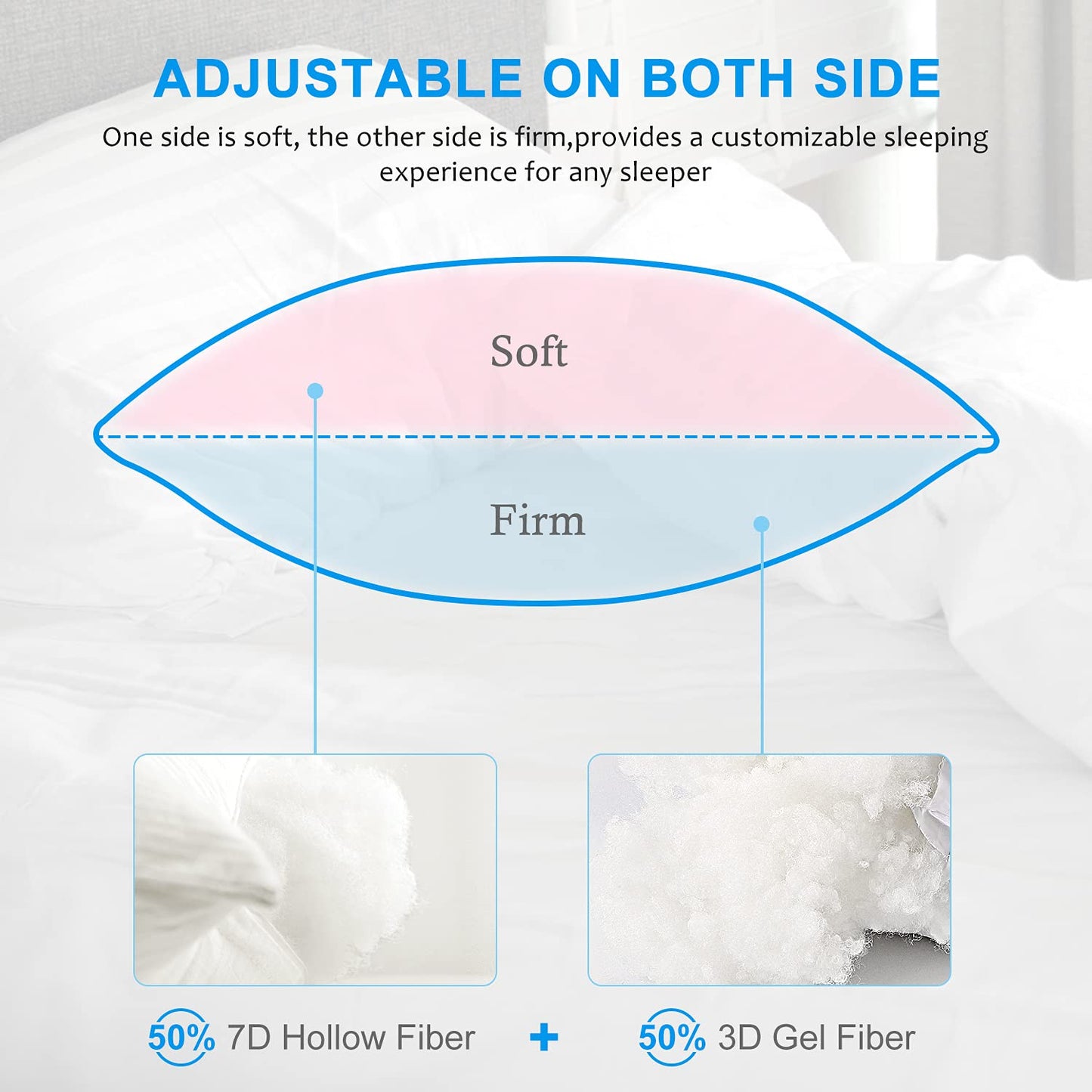 EIUE Hotel Collection Bed Pillows for Sleeping 2 Pack Standard Size，Pillows for Side and Back Sleepers,Super Soft Down Alternative Microfiber Filled Pillows,20 x 26 Inches