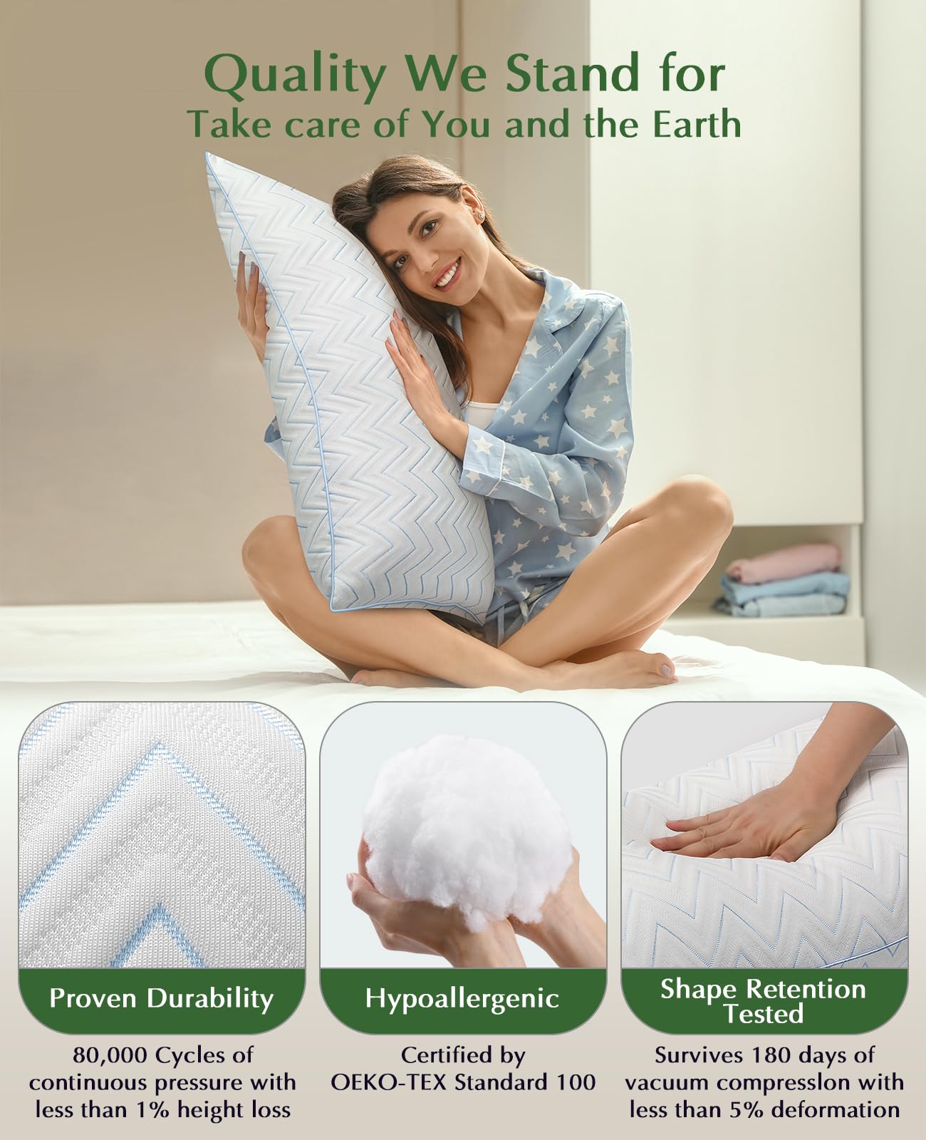 DIORIS King Size Pillows Set of 2 - Hotel-Quality Down Alternative Bed Pillows for Back, Side & Stomach Sleepers, Cooling Breathable Microfiber Fill, Medium Firm Support for Neck & Shoulders