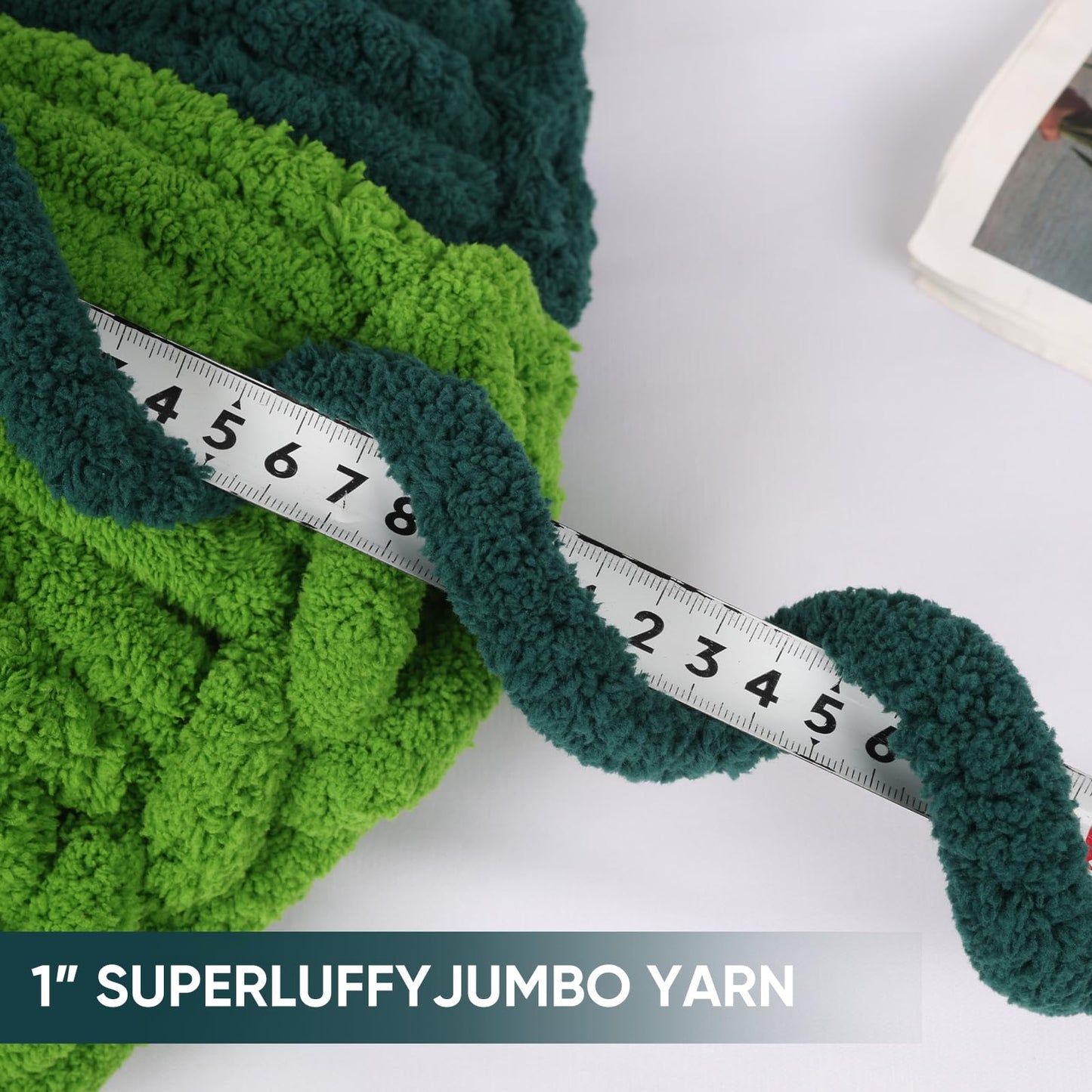 8 Packs Jumbo Chunky Chenille Yarn - 1820g(64oz) 254 Yards (761ft) Bulky Yarn - Chunky Yarn for Hand Knitting Blanket,Cushions, Pet Bed - Soft and Durable(Dark Green)