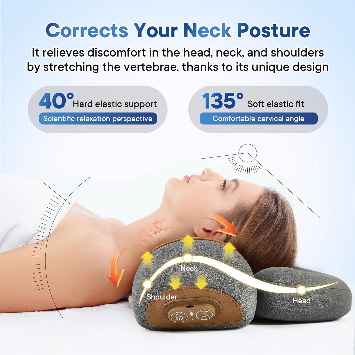 GIFEY Electric Neck Massager Pillow for Pain Relief Deep Tissue, 3-in-1 Rechargeable Neck Cervical Traction Device with Heat, Massage, Electric Stretch, Ergonomic Neck Shoulder Relaxer (Dark Gray)