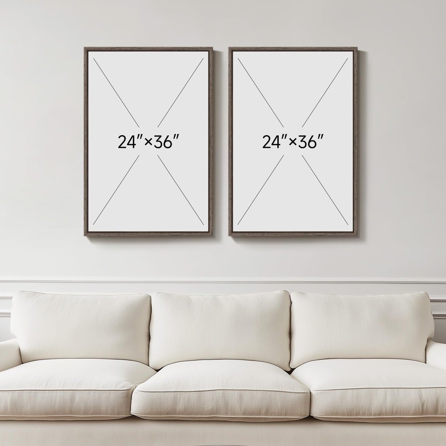 Large Framed Green Abstract Wall Art, 2 Piece Modern Canvas Art Prints Paintings, Minimalist Sage Green Abstract Pictures for Living Room, Hallway, Dining Room, Bedroom, Office Wall Decor 24x36 In