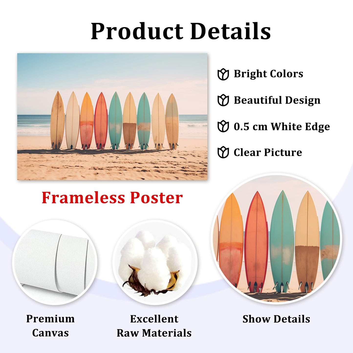 Surfboard Canvas Beach Themed Artwork Surfing Summer Pictures Beach Landscape Print Vintage Surfboard Wall Art Tropical Coastal Canvas Aesthetic Ocean Pictures Coastal Summer Wall Art 16x24in No Frame
