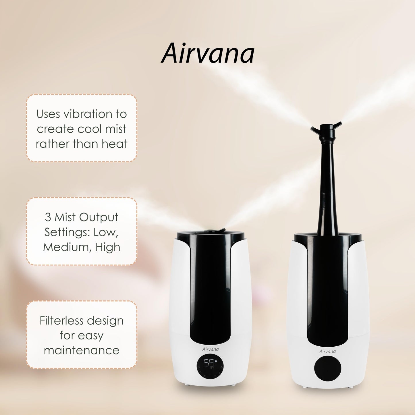 Airvana 2.25 Gallon (8.5 Liter) Top Fill Digital Humidifier with LED Display Screen, Sleep Mode, and Coverage up to 757 Square Feet, AV200HUM Sage