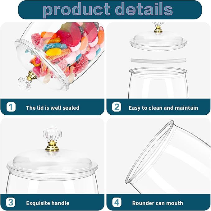 Wtyouesm 8 Pack Airtight Plastic Candy Jars with Locks, Clear 64 oz Cookie & Snack Storage Containers - Leakproof, Kitchen Pantry Organization for Home, Wedding, Bathroom Decor