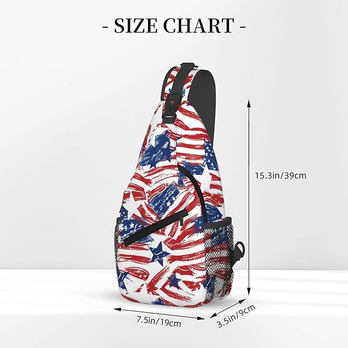 GJXFLSY American Flag Print Sling Backpack Crossbody Bag Casual Chest Bags Travel Hiking Daypack Shoulder Bag for Women Men