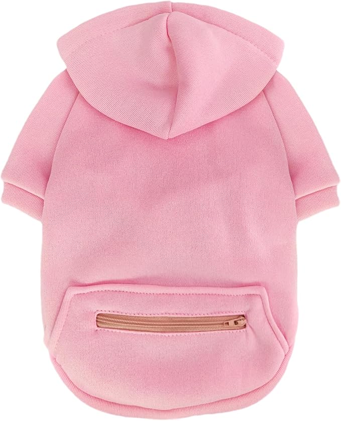 Jecikelon Pet Dog Cold Weather Coat with Pocket Winter Dog Hoodie Warm Puppy Clothes for Small Dogs Chihuahua Clothing (Pink2, Large)