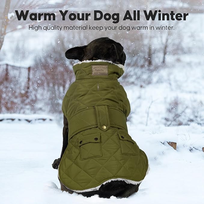 KYEESE Dog Coat Thick Pet Winter Coat with Pocket Windproof Dogs Jacket with Fleece Lined Waterproof Dog Coats for Large Dogs Soft Pet Sweater with Leash Hole Warm Pets Puffer Clothes for Cold Weather