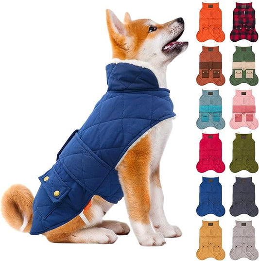 KYEESE Dog Coat Waterproof Dogs Jacket with Fleece Lined Windproof Dog Coats for Small Dogs Thick Pets Clothes with Pocket Soft Pet Sweater for Cold Weather Warm Pet Winter Puffer Coat with Leash Hole