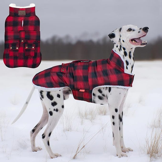 KYEESE Dog Coat Thick Dog Coats for Medium Dogs Soft Dogs Jacket with Pocket Waterproof Pet Clothes for Cold Weather Windproof Pet Coat with Fleece Lined Warm Pet Winter Puffer Coat with Leash Hole