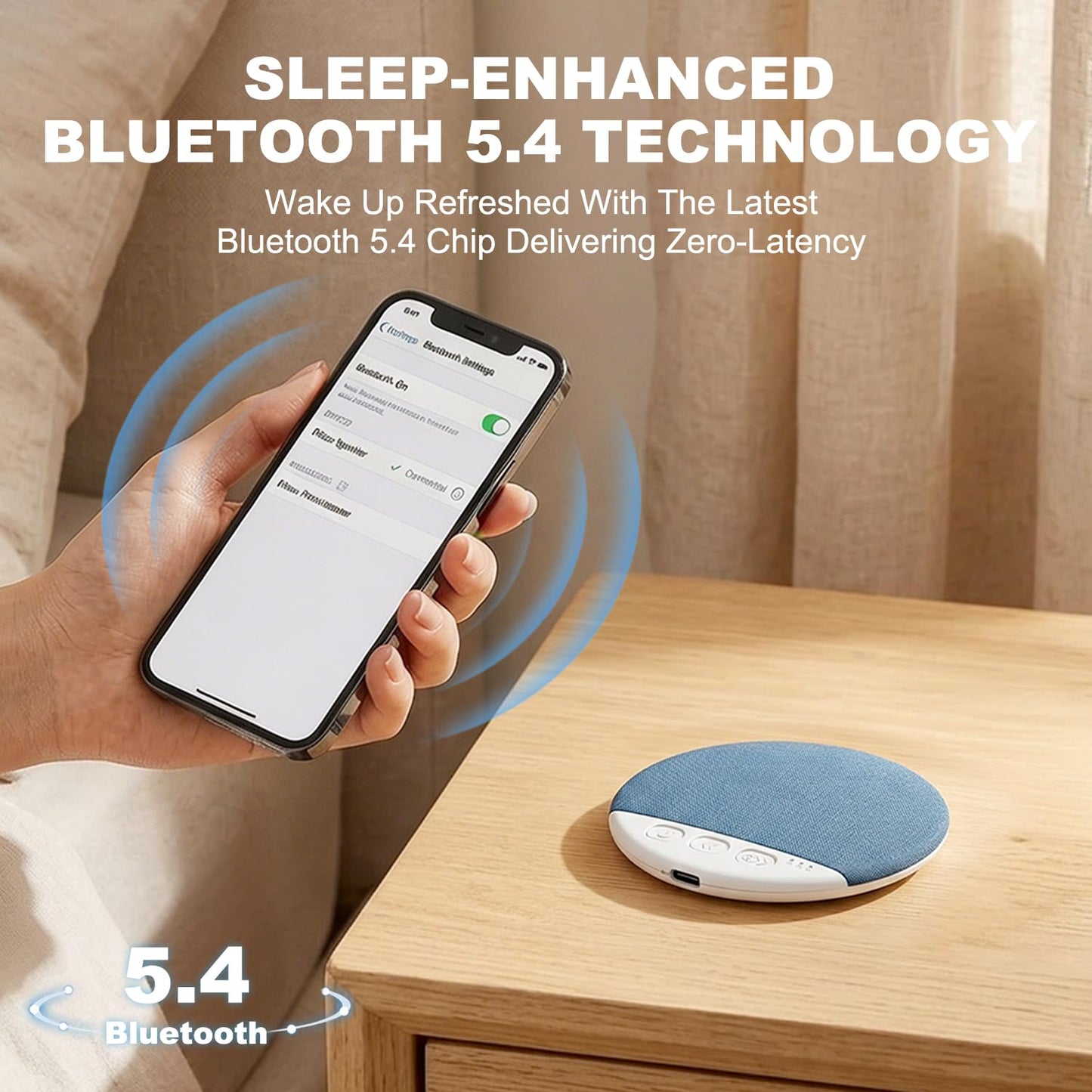 Vitomas New Sleep White Noise Machine with Smart Bluetooth 5.4 Pillow Speaker with Up to 48H Playtime & 3 Timers with Stereo Bass Private Sleep Headphones-Blue