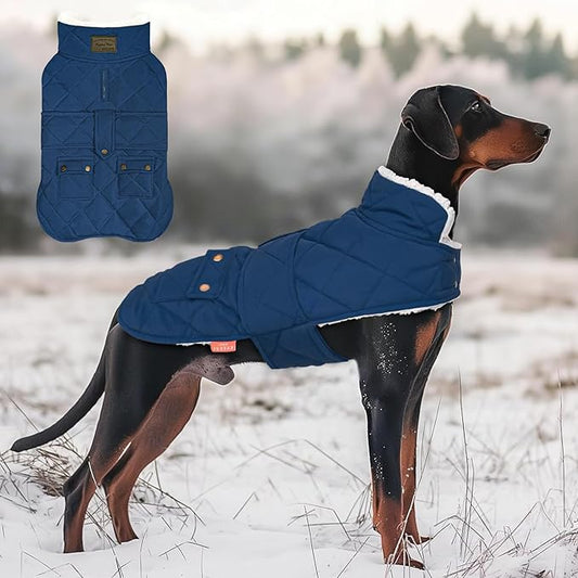 KYEESE Dog Coat Soft Dogs Jacket with Pocket Warm Pet Winter Puffer Coat with Leash Hole Waterproof Pets Clothes for Cold Weather Thick Dog Coats for Medium Dogs Windproof Pet Sweater