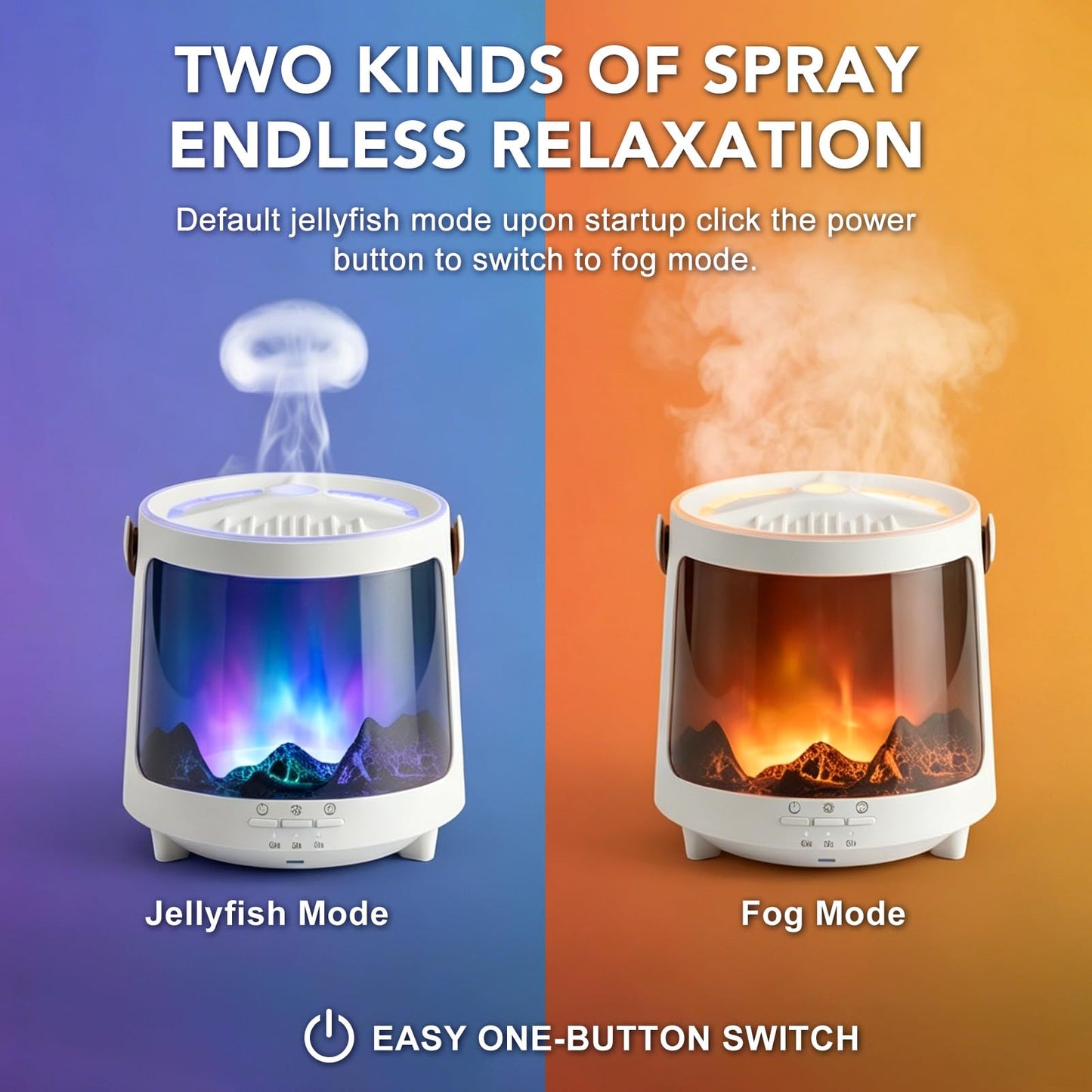 Essential Oil Diffuser, Jellyfish Aroma Diffuser Portable Aurora Flame Diffuser, 300ml Ultrasonic Cold Mist Humidifier, wimer and Auto-Off Function, Suitable for Home and Room (White)